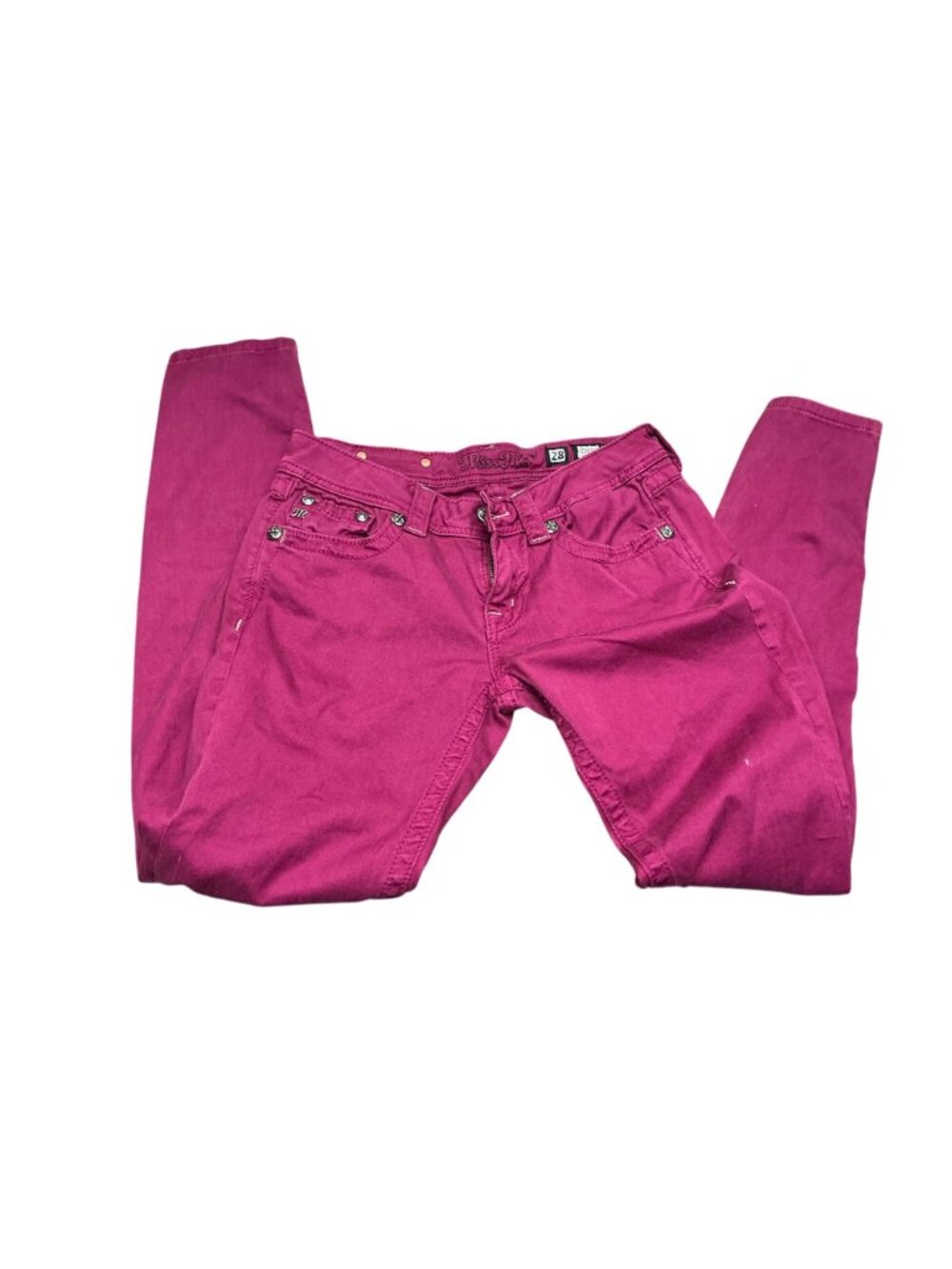 Miss Me Pink Embellished Flap Pocket Skinny Jeans Women’s SizE 28 - Picture 3 of 5